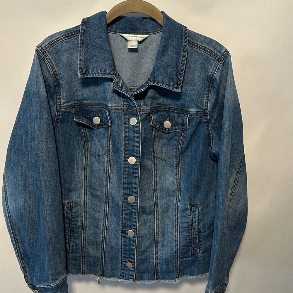 Christopher Banks Raw Edge Denim Jean Jacket with stretch Medium